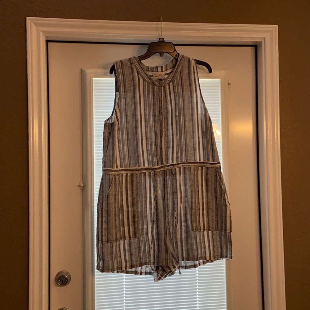Gray and white romper